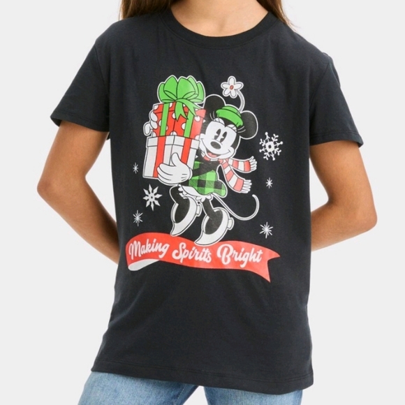 Girls Disney Minnie Mouse holiday tshirt - Picture 1 of 3